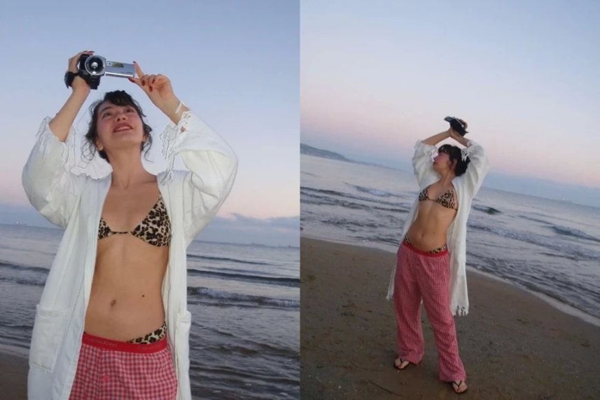 Неслихан Атагюль (Neslihan Atagül) на пляже в пять утра